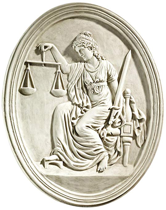Design Toscano Old Bailey Courthouse Lady Justice Wall Sculpture, Antique Stone