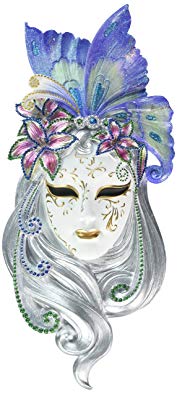 Topland Art Deco Style Lady Butterfly Venetian Style Mask Wall Decor (Blue)