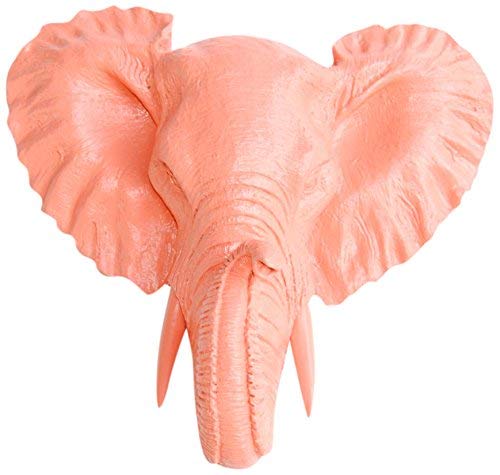 Near and Deer Faux Taxidermy Elephant Head Wall Mount, Mini, Coral