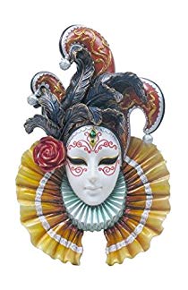 13 Inch Colorful Wall Plaque Jester Mask Objet D'Art Collectible Gift