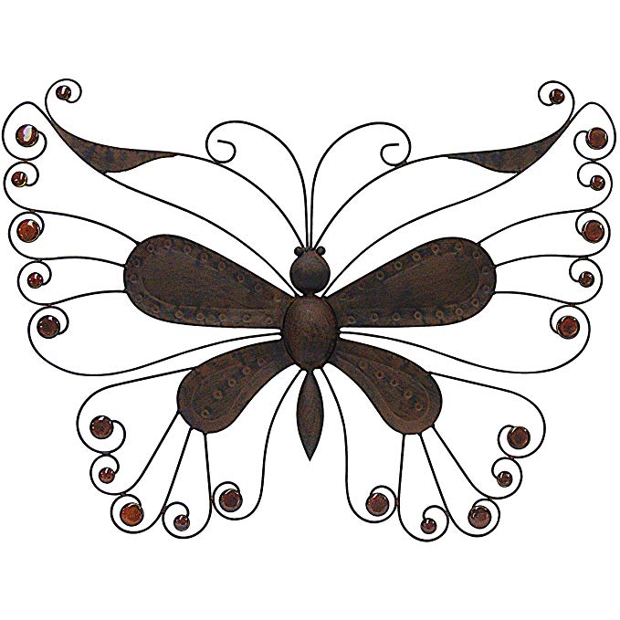 Terrapin Trading D0/TTU-68057 Butterfly with Brown Beads Wall Decor